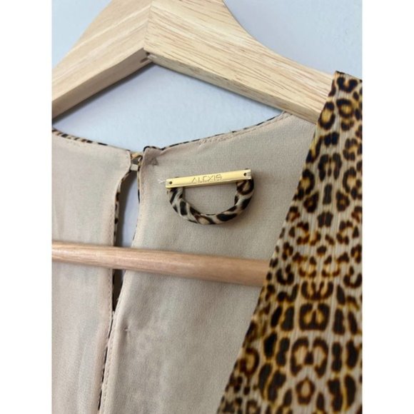 Alexis Dula Animal Print Lined Blouson Mini Dress Women's Brown Size: XS NWOT - Picture 5 of 8